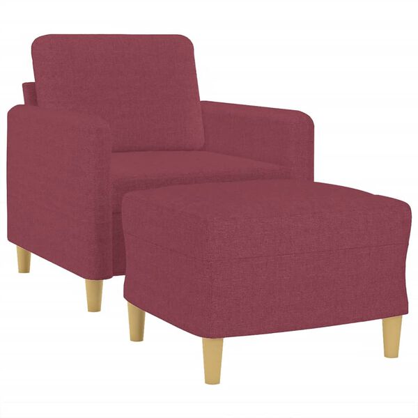 vidaXL Sofa Chair with Footstool Wine Red 23.6" Fabric