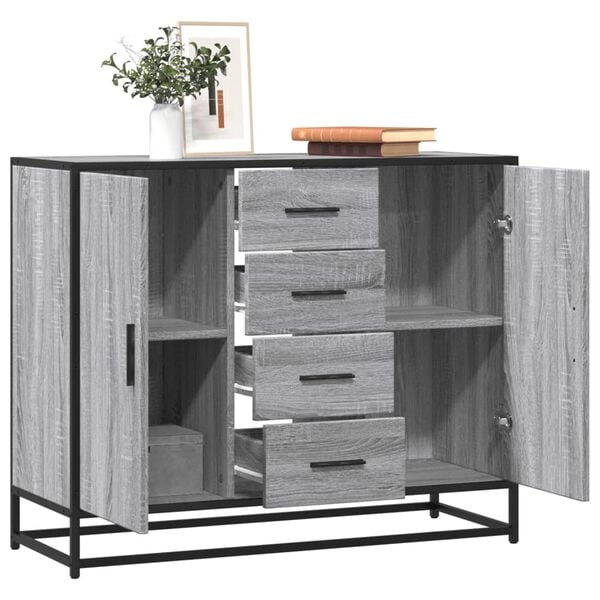 vidaXL Sideboard Grey Sonoma Engineered wood, metal Medium Sideboard