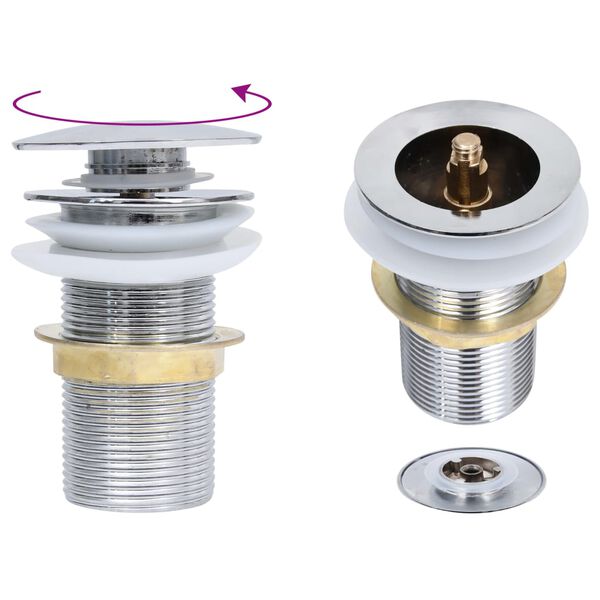 vidaXL Push Drain without Overflow Function Chrome 2.5x2.5x3.6"