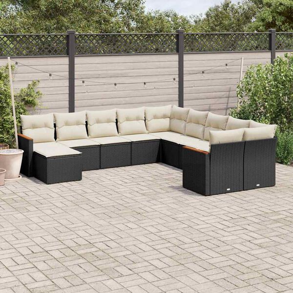 vidaXL Garden Sofa Set Black PE Rattan Large Modular Garden Sofa Set