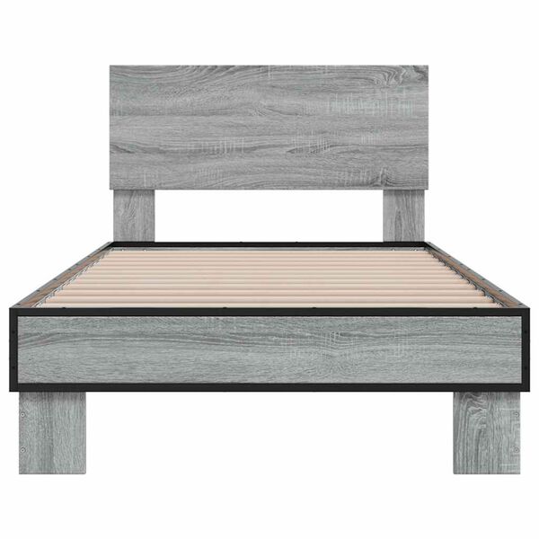 vidaXL Bed Frame Gray Sonoma Engineered wood, metal Twin Durable