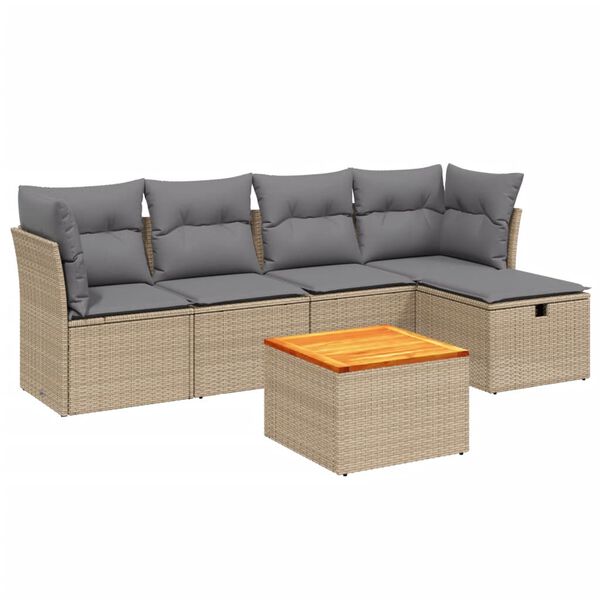 vidaXL Garden Sofa Set Mix Beige PE rattan Medium Modular