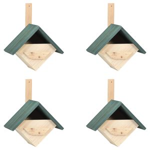 vidaXL Birdhouse Set of 4 Green and natural wood Solid Firwood Small