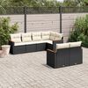 vidaXL Garden Sofa Set Black with Cream cushions PE rattan Large