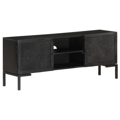 vidaXL TV Cabinet Black 45.3"x11.8"x18.1" Solid Mango Wood