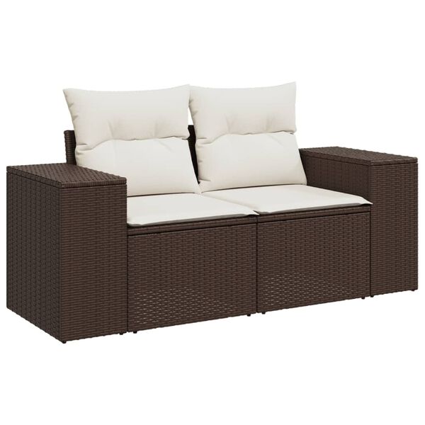 vidaXL Garden Sofa Set Brown, Cream White