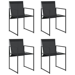 vidaXL Garden Chair Set of 4 Black Textilene fabric, Powder-Coated Steel