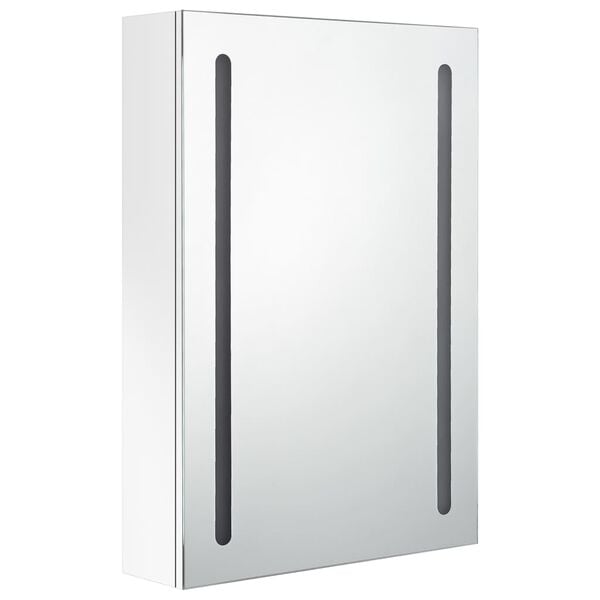 vidaXL Bathroom Cabinet Shining White MDF with melamine finish, glass
