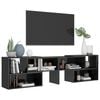 vidaXL TV Unit High Gloss Grey Engineered Wood Medium Extendable