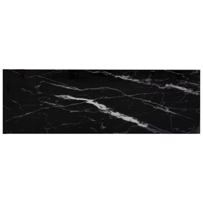vidaXL Shelf Transparent and Black Marble 39.4"x14.2"x35.4" Tempered Glass
