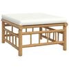 vidaXL Garden Footstool Cream White Bamboo, Fabric (100% polyester), Foam