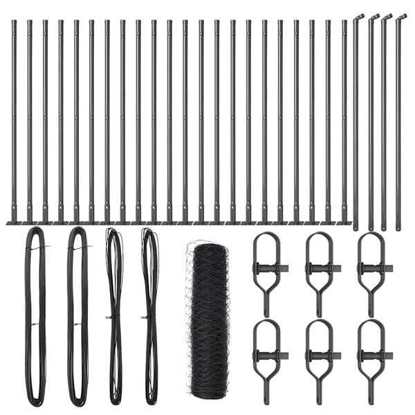 vidaXL Fence with Posts Gray 0.5 x 50 m PVC-coated steel