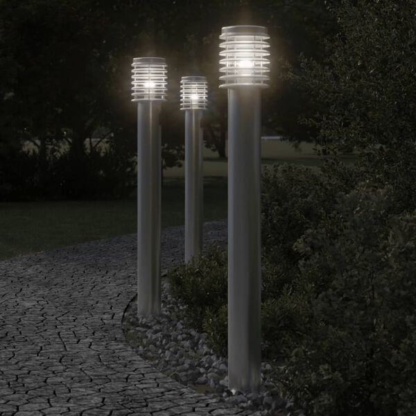 vidaXL Outdoor Floor Lamp Silver Stainless Steel Medium Durable
