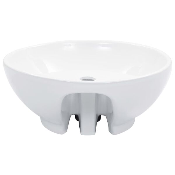 vidaXL Wash Basin with Overflow 18.3x7.1" Ceramic White