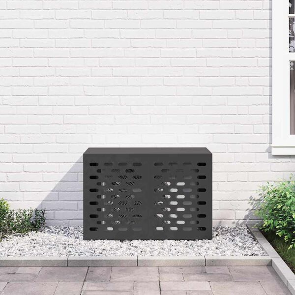 vidaXL Air Conditioner Cover Black 35.43 x 15.75 x 23.62 in Steel
