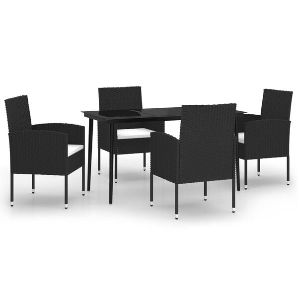 vidaXL Garden Dining Set Chair: Black, Cushion: Cream White