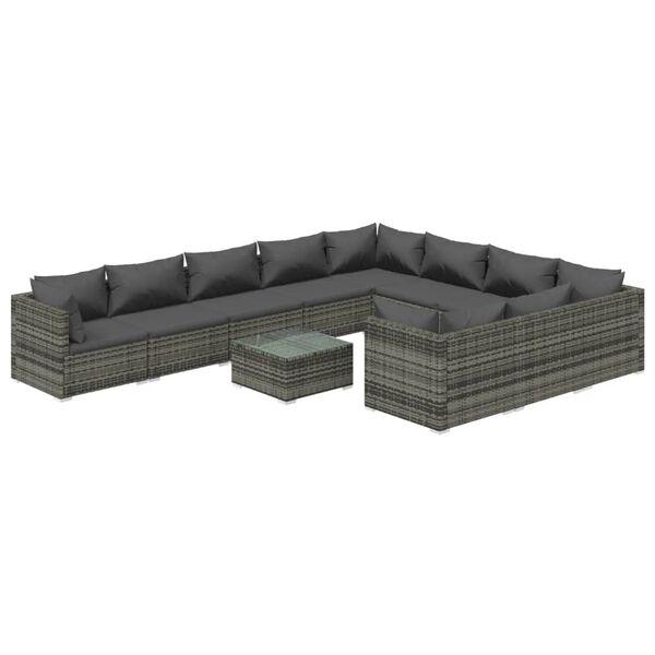 vidaXL Garden Lounge Set Grey with Anthracite Cushions