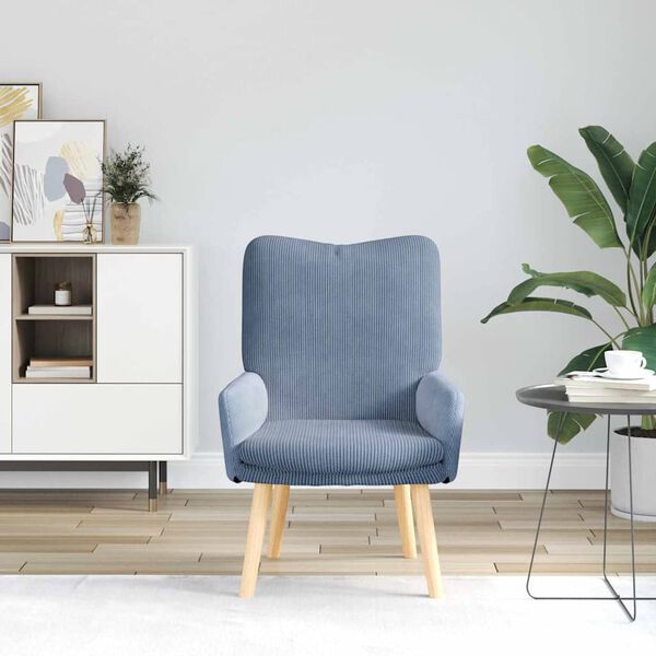 vidaXL Armchair Blue 24.80 x 26.38 x 37.01 in Sherpa Fabric