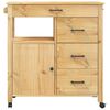vidaXL Kitchen Trolley MONZA 33.1"x15.7"x34.8" Solid Wood Pine