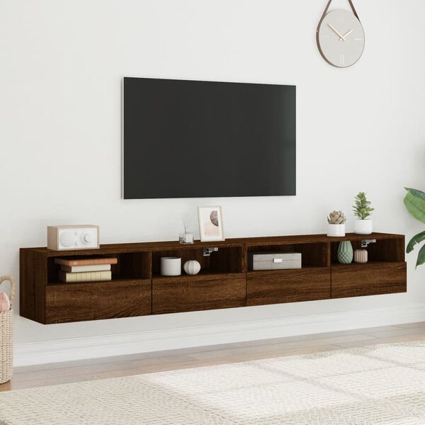 vidaXL TV Wall Cabinets 2 pcs Brown Oak 39.4x11.8x11.8" Engineered Wood