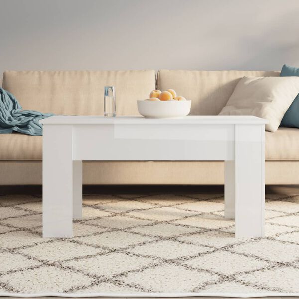 vidaXL Coffee Table High gloss white Engineered wood Medium Convertible
