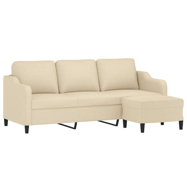 vidaXL 3-Seater Sofa With Footstool Cream