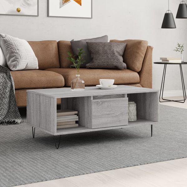 vidaXL Coffee Table Grey Sonoma Engineered wood, Metal