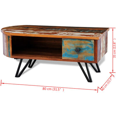 vidaXL Coffee Table with Iron Pin Legs Solid Reclaimed Wood