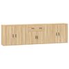 vidaXL Sideboard Set of 3 Sonoma Oak Engineered Wood Large Sideboard