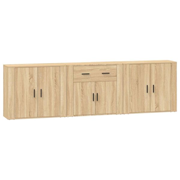 vidaXL Sideboard Set of 3 Sonoma Oak Engineered Wood Large Sideboard