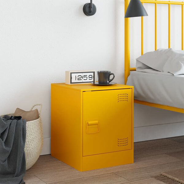 vidaXL Bedside Cabinet Mustard Yellow Cold-rolled Steel Small