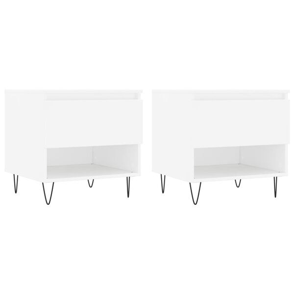 vidaXL Coffee Table Set of 2 White Engineered wood, metal Medium