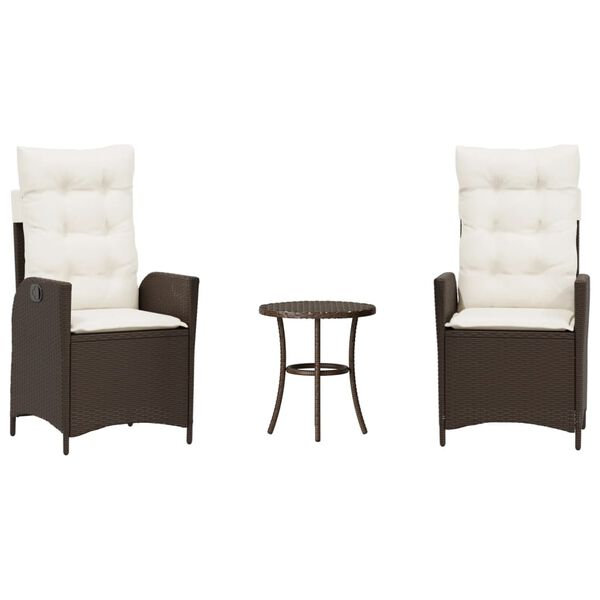 vidaXL Bistro Set Brown PE rattan, powder-coated steel Medium