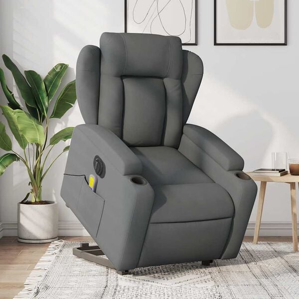 vidaXL Electric Stand Up Massage Recliner Chair Dark gray