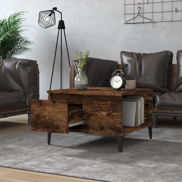 vidaXL Coffee Table Smoked Oak Engineered wood, Metal Medium