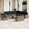 vidaXL 14 Piece Patio Sofa Set with Cushions Gray Poly Rattan