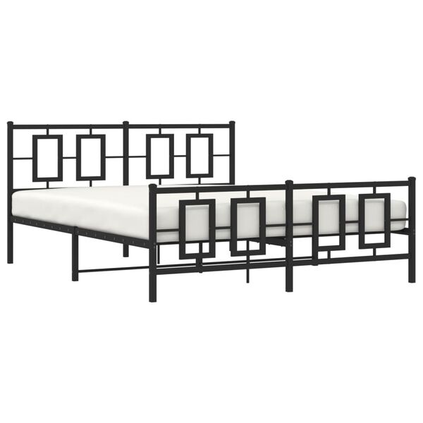 vidaXL Bed Frame Black Powder-Coated Steel King Size Bed Frame