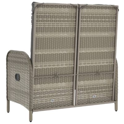 vidaXL Reclining Patio Bench with Cushions 42.1" Poly Rattan Gray