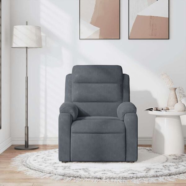 vidaXL Massage Recliner Chair Dark Gray Velvet