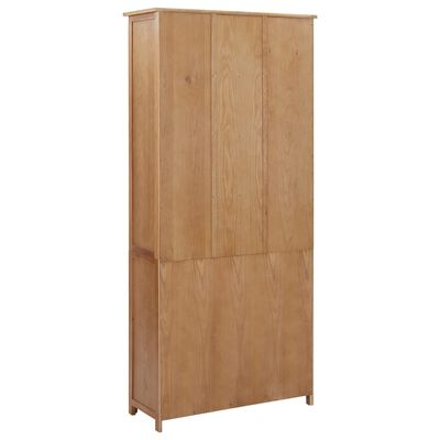 vidaXL Bookcase with 4 Doors 35.4"x13.8"x78.7" Solid Oak Wood and Glass