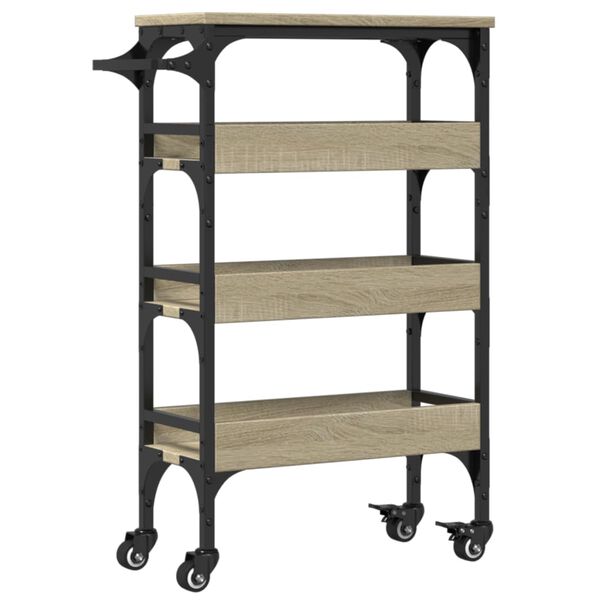 vidaXL Kitchen Trolley Sonoma Oak 20.9"x7.9"x29.9" Engineered Wood