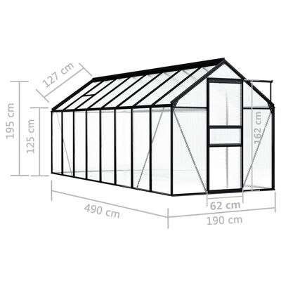 vidaXL Greenhouse Anthracite Aluminum 100.2 ft²