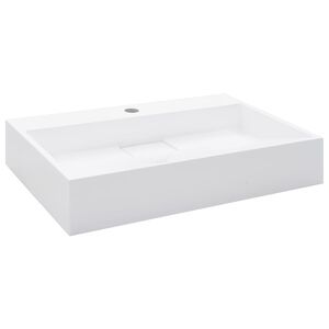 vidaXL Wash Basin 23.6x15.0x4.3" Mineral Cast/Marble Cast White