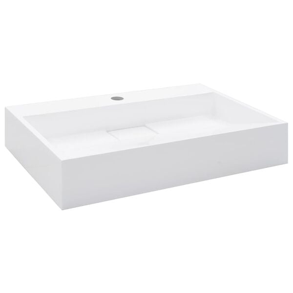 vidaXL Wash Basin 23.6x15.0x4.3" Mineral Cast/Marble Cast White