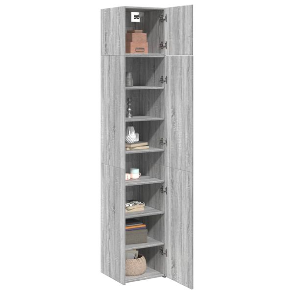 vidaXL Slim Storage Cabinet Grey Sonoma Engineered Wood Extra Tall