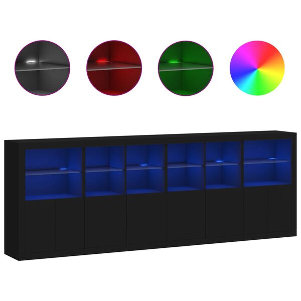 vidaXL Sideboard with LED Lights Black 111.4"x14.6"x39.4"