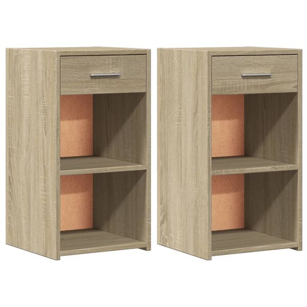 vidaXL Bedside Cabinet Set of 2 Sonoma oak Engineered wood Medium