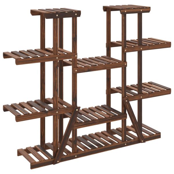 vidaXL Flower Stand Carbonized brown Carbonized solid fir wood Large