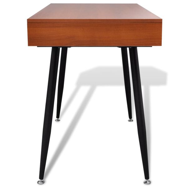 vidaXL Desk Brown MDF, Powder-Coated Steel Medium Computer Desk