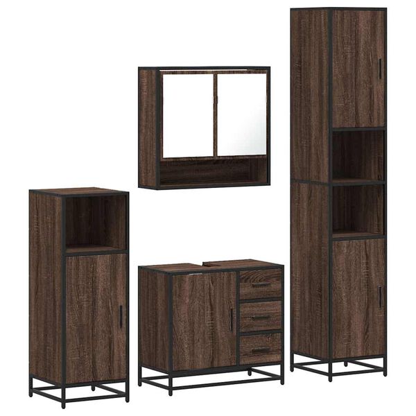 vidaXL Bathroom Furniture Set Brown Oak Engineered Wood Medium